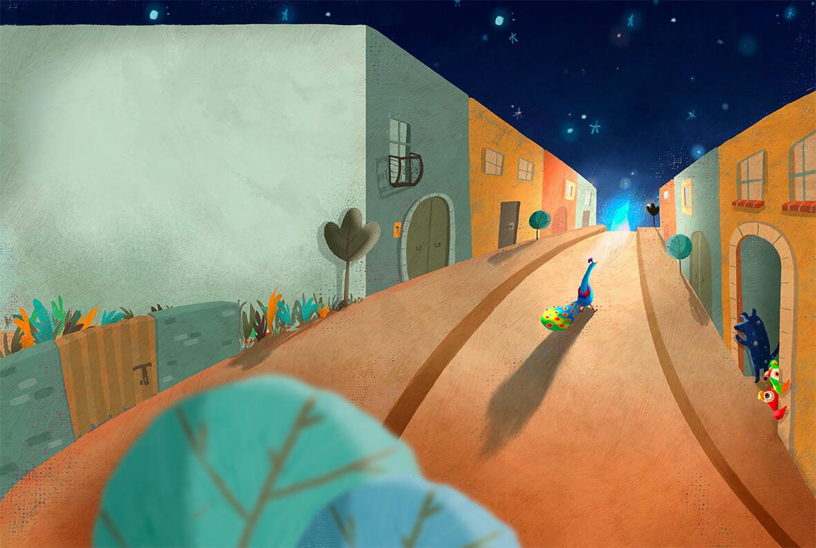 Interior illustration from The Invisible Dog, written by Sergio Ramírez and illustrated by Margarita Sada.