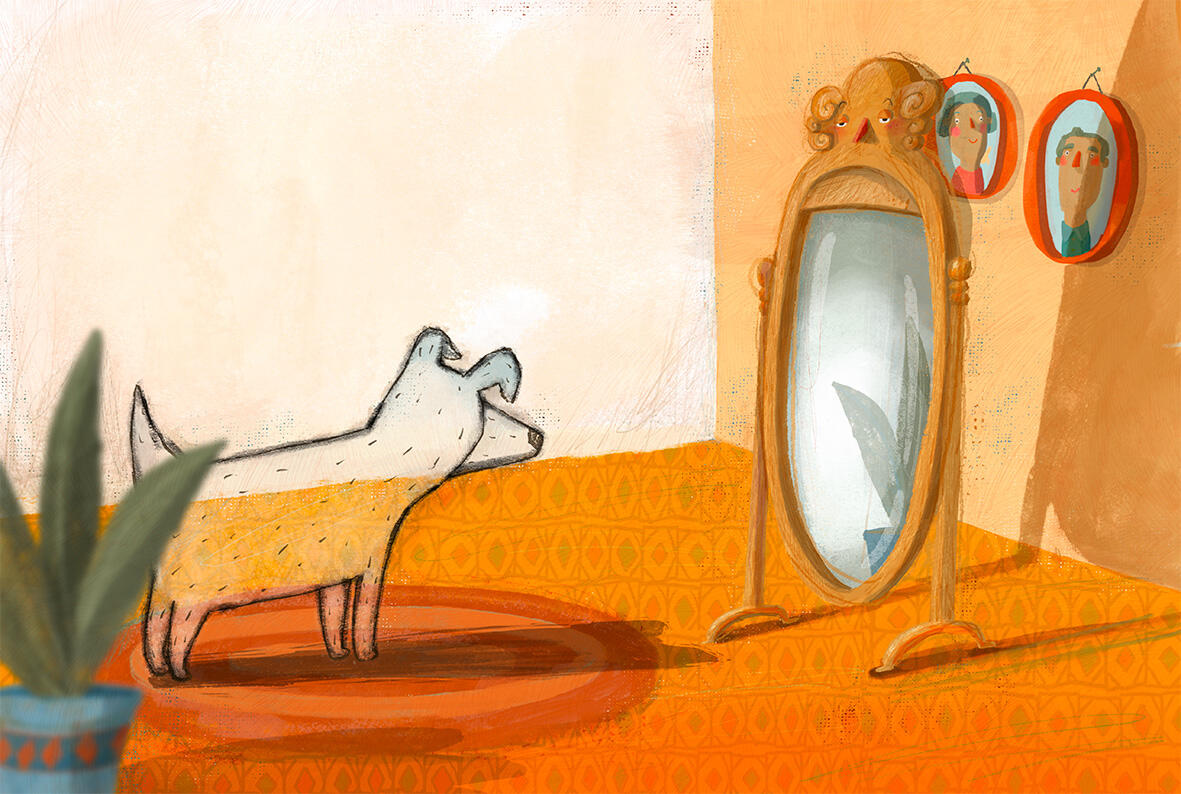 Interior illustration from The Invisible Dog, written by Sergio Ramírez and illustrated by Margarita Sada.